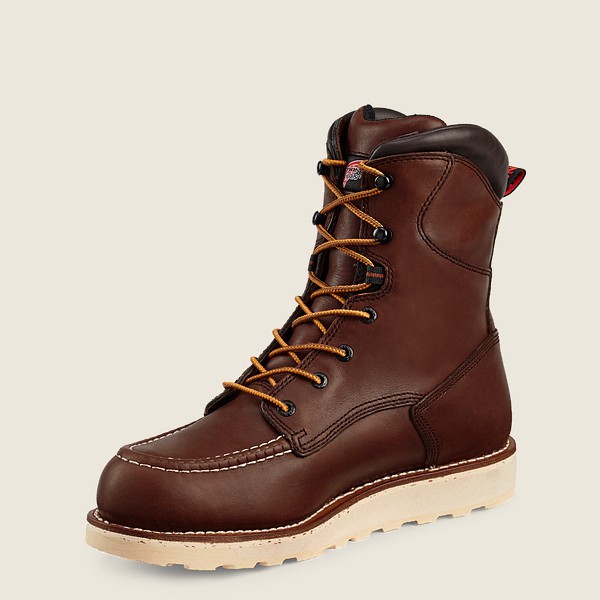 Red Wing Mens Safety Boots - Traction Tred - 8-inch Waterproof Toe - Dark Brown - DJU217938